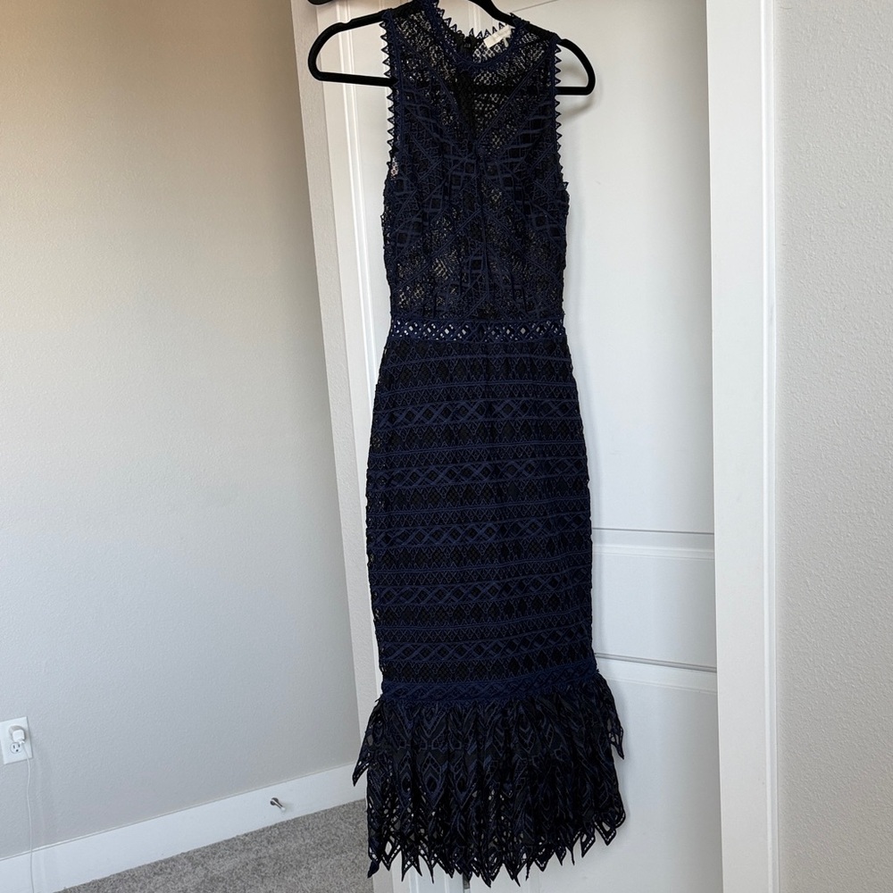 Jonathan Simkhai Midnight Blue Lace Midi Dress